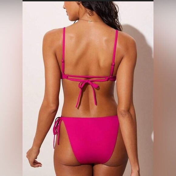DOBREVA Women's pink One Piece Strappy Backless Swimsuit sz small (2/4) - Picture 4 of 8